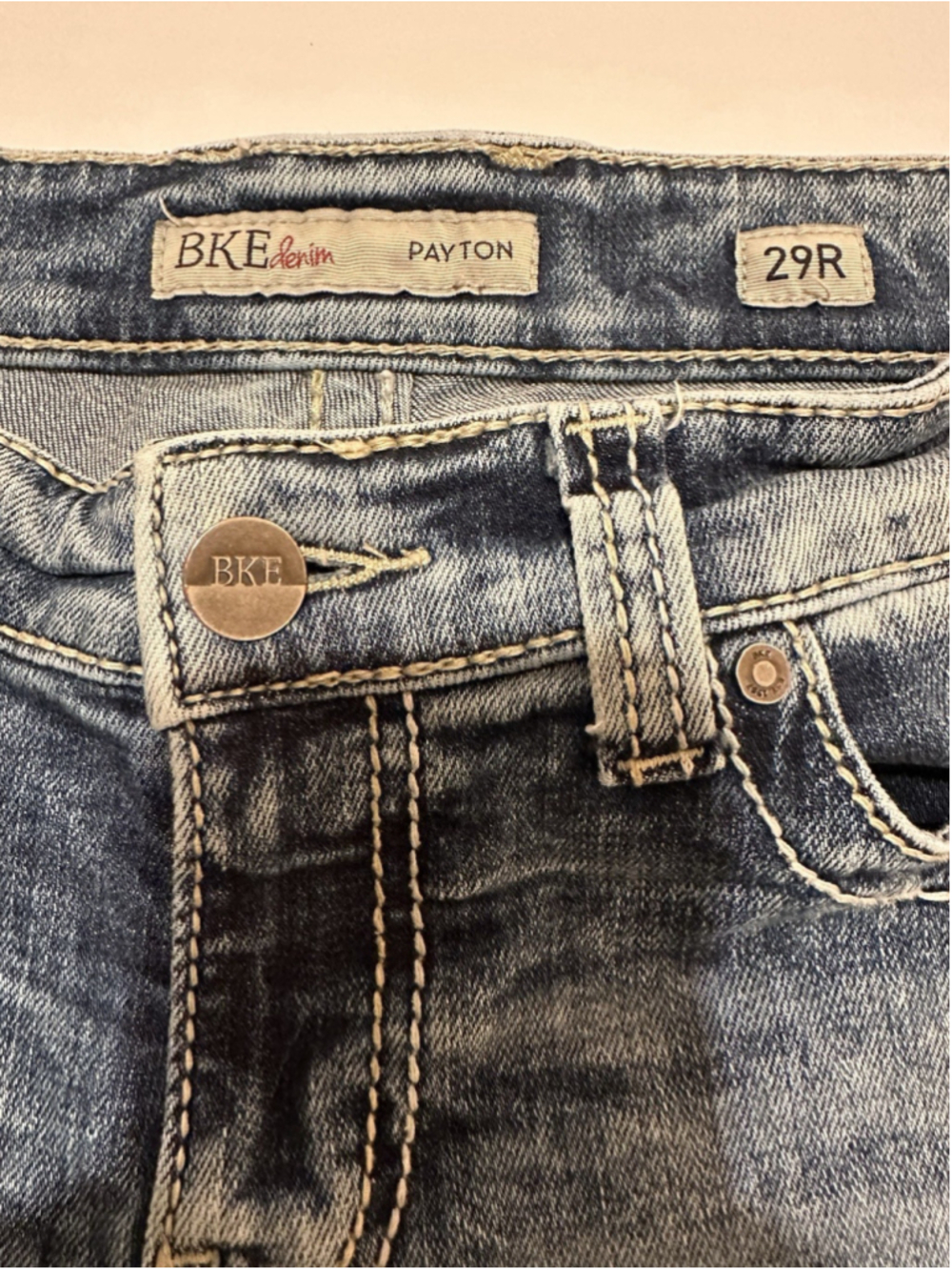 BKE Payton Denim Jeans Low Rise Womens 29R (29X 31.5) Blue Distressed Western - Picture 3 of 16